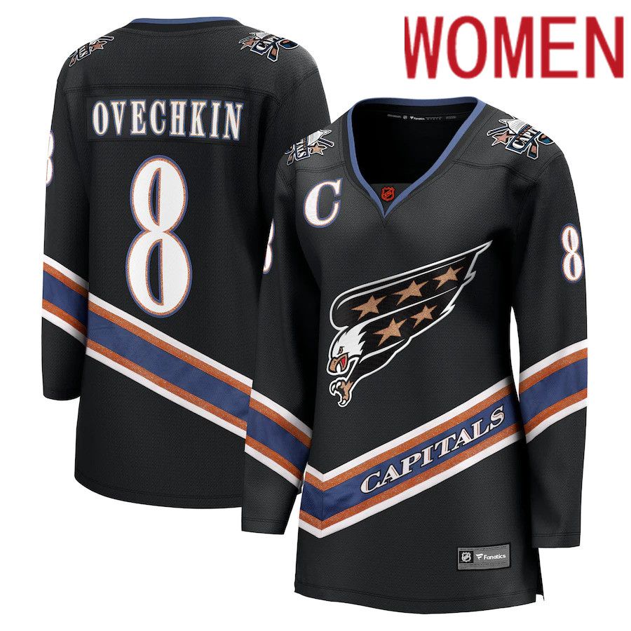 Women Washington Capitals #8 Alexander Ovechkin Fanatics Branded Black Special Edition Breakaway Player NHL Jersey